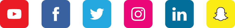 YouTube, Facebook, Twitter, Instagram, LinkedIn, SnapChat